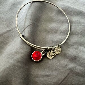 Alex and Ani Silver Charm Bracelet with Red Gem